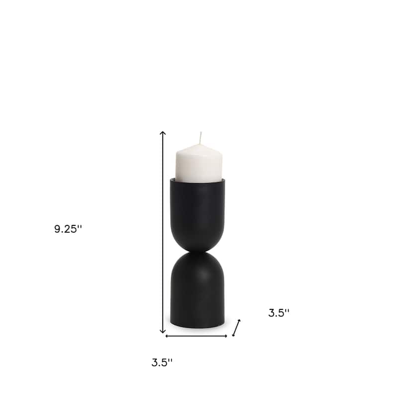 9" Black Metal Tabletop Pillar Candle Holder