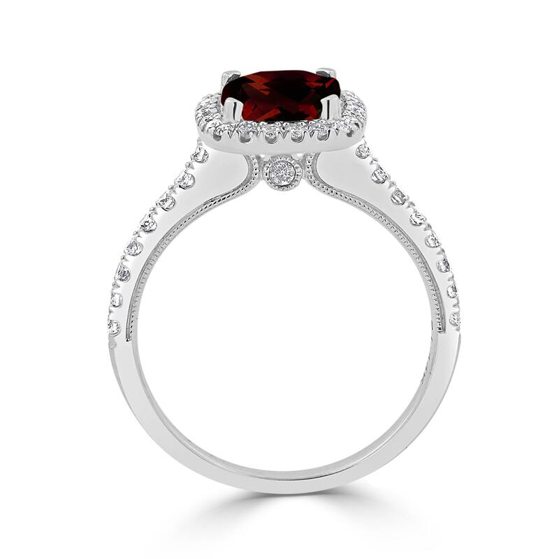 Auriya 1 7/8ct Cushion-cut Garnet and Halo Diamond Engagement Ring 3/8ctw 14k Gold