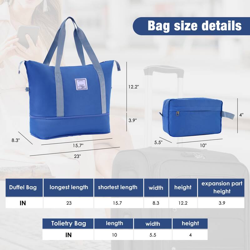 Softside Luggage Expandable 3 Piece Set Suitcase with Duffel Bag Upright Spinner Softshell Lightweight Luggage Travel Set