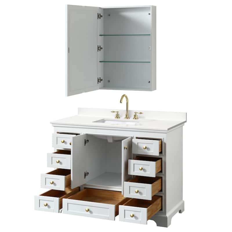 Deborah 48-inch Single Vanity, Quartz Top, Medicine Cabinet