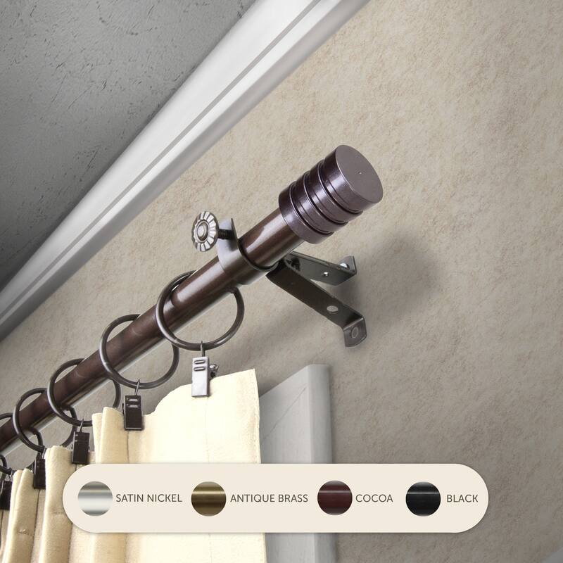 InStyleDesign Don Adjustable Telescoping Steel Curtain Rod - 28 to 48 inches - Cocoa