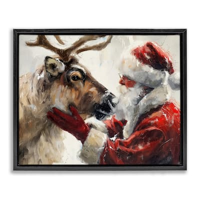 Stupell Traditional Santa & Reindeer Framed Floater Canvas Wall Art Design By Arlington Prints