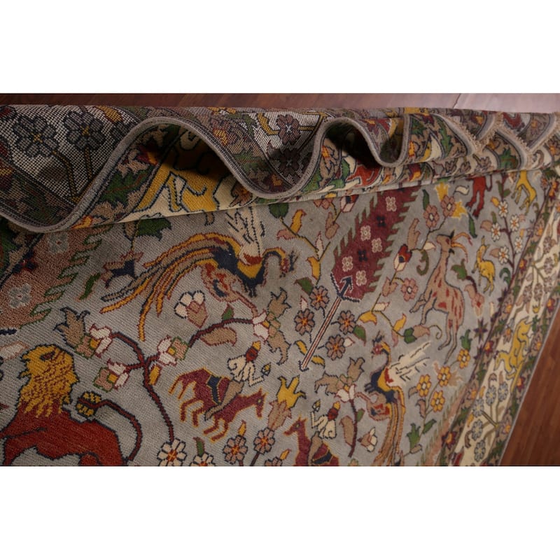 Hunting Animals Design Ziegler Indian Area Rug Handmade Wool Carpet - 8'11"x 12'0"
