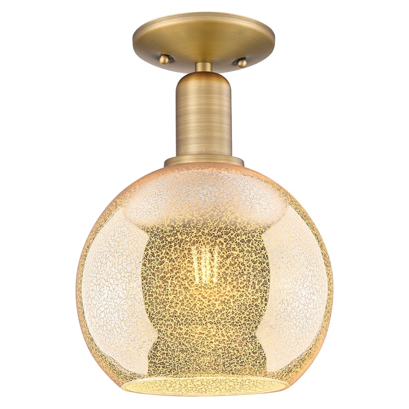 Innovations Lighting Endless Possibilities Arcadia - Athens - 1 Light 8" Semi-Flush Mount - Mercury/Brushed Brass