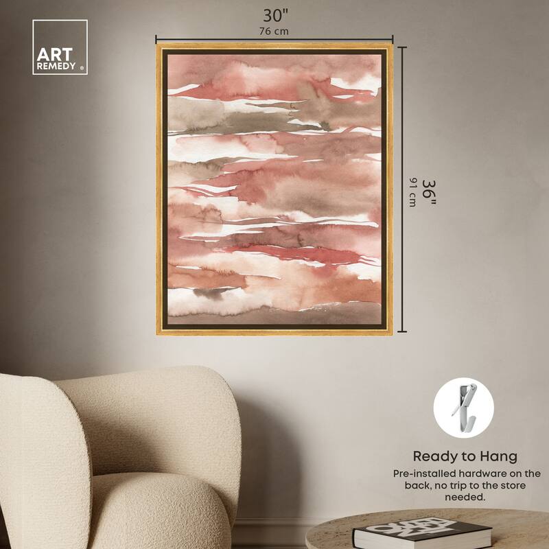 Art Remedy Tone Tinted Powders Framed Boho Abstract 1 Piece Canvas Wall Art