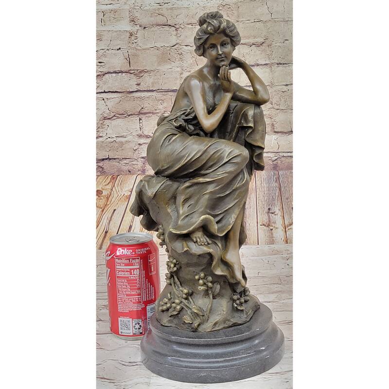 Vintage Style Resting Woman Bronze Statue Sculpture Figure 15 Inches X 6.5 Inches
