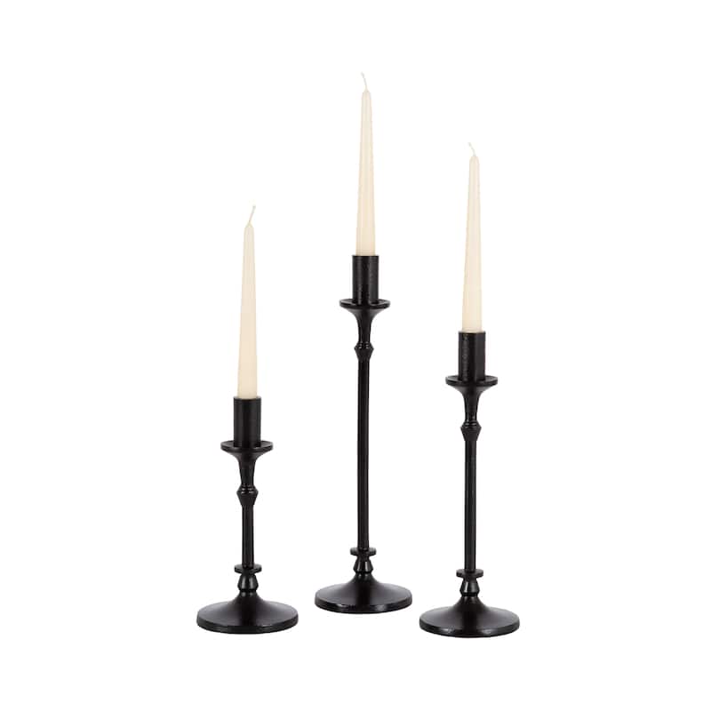 Kate and Laurel Lahari Candle Holder Set - 3 Piece - Black