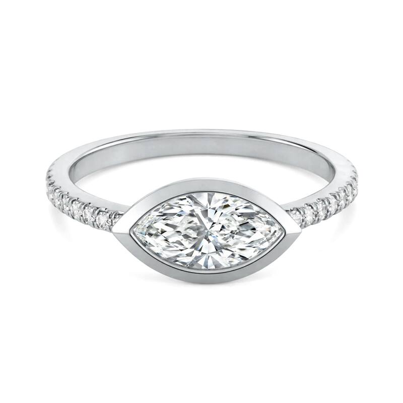 Auriya 14K Gold Bezel Marquise Diamond Engagement Ring 1.00 - 5.00ct. tw. (F-G, VS) - 2.00 carats - 8.5 - White