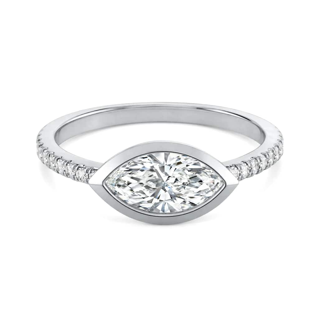 Auriya 14K Gold Bezel Marquise Diamond Engagement Ring 1.00 - 5.00ct. tw. (F-G, VS)