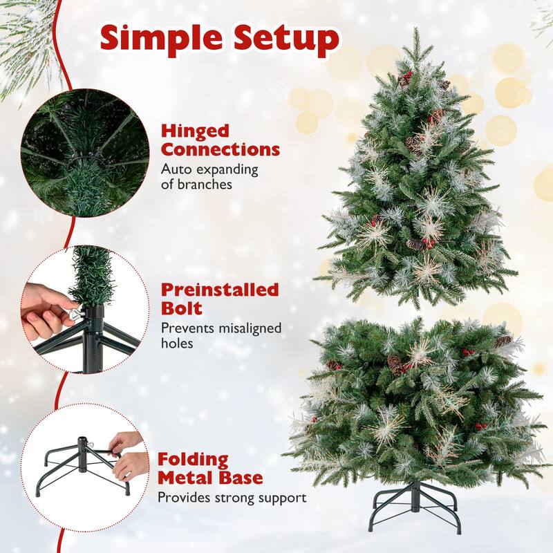 Costway 5/6/7 FT Artificial Christmas Tree with 602/806/1072 Branch - Green - See Details