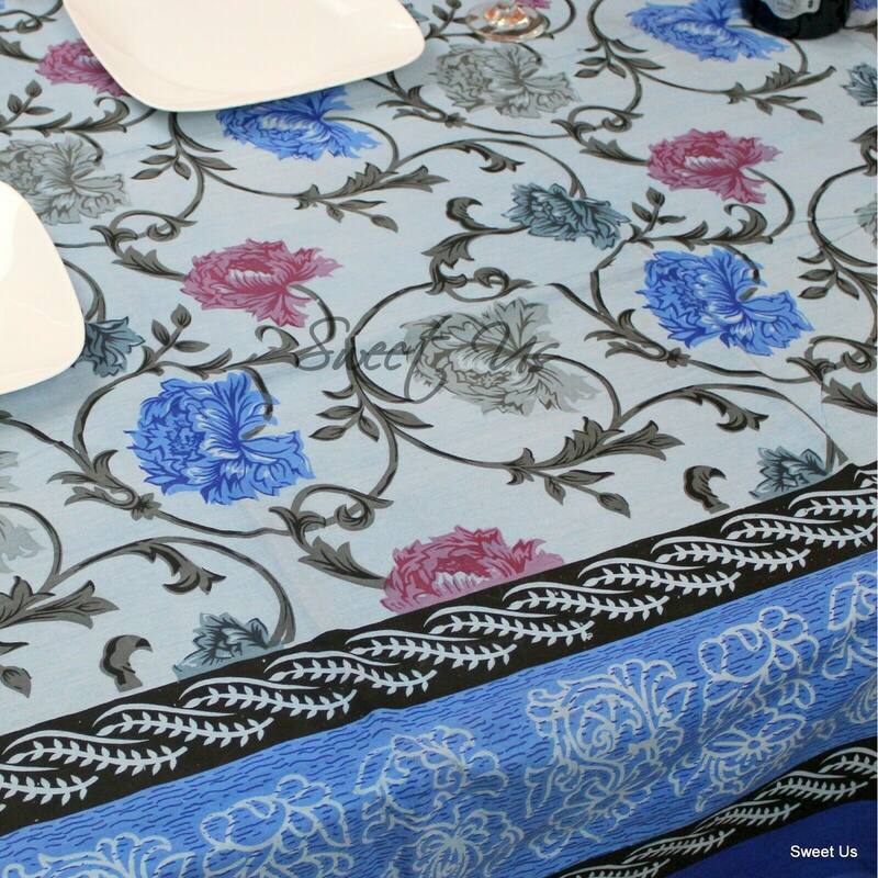 Floral Bloom Print Cotton Tablecloth