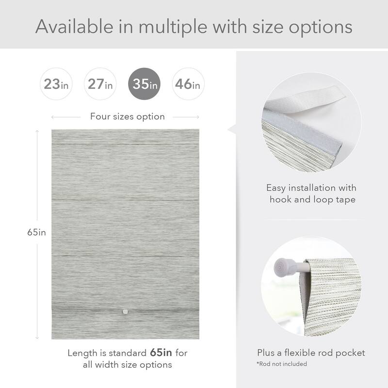 GoDear Design 99.99% Blackout Magnetic Roman Shades, No Drill Cordless Woven Fabric Blinds-Multiple Widths Available, Ivory