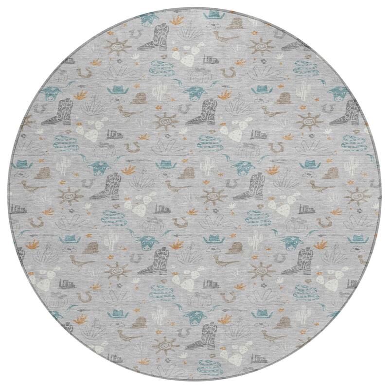 Machine Washable Indoor/ Outdoor Cowboy Ranch Chantille Rug