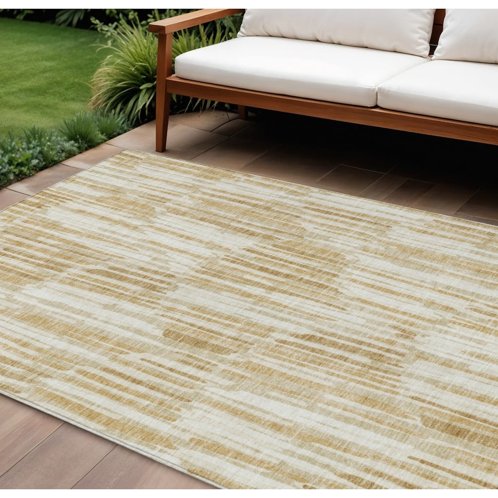 HomeRoots Abstract Transitional Rectangle Outdoor Rug