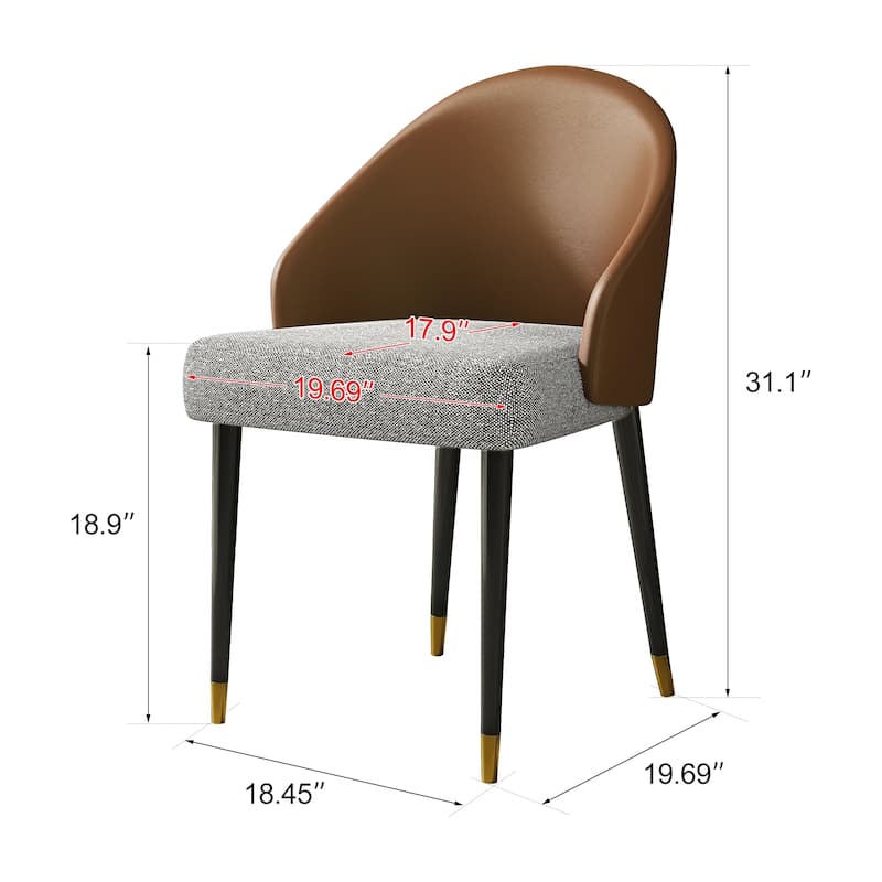 Modern Faux Leather and Fabric Upholstered Back Armchair Dining Chair Or Side Chair (Set of 4)