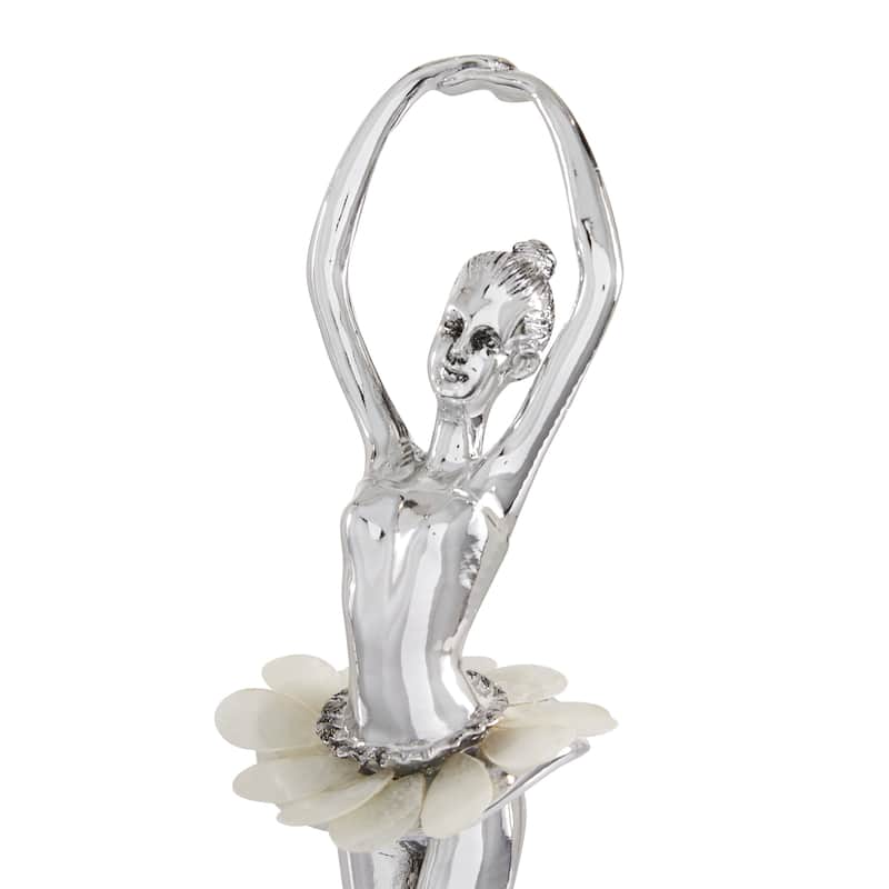 Silver Polystone Dancer Decorative Sculpture with Capiz Inlay (Set of 3)