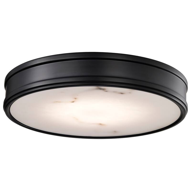 Kendall - 14 Inch LED Flush Mount - Matte Black with Alabaster Glass
