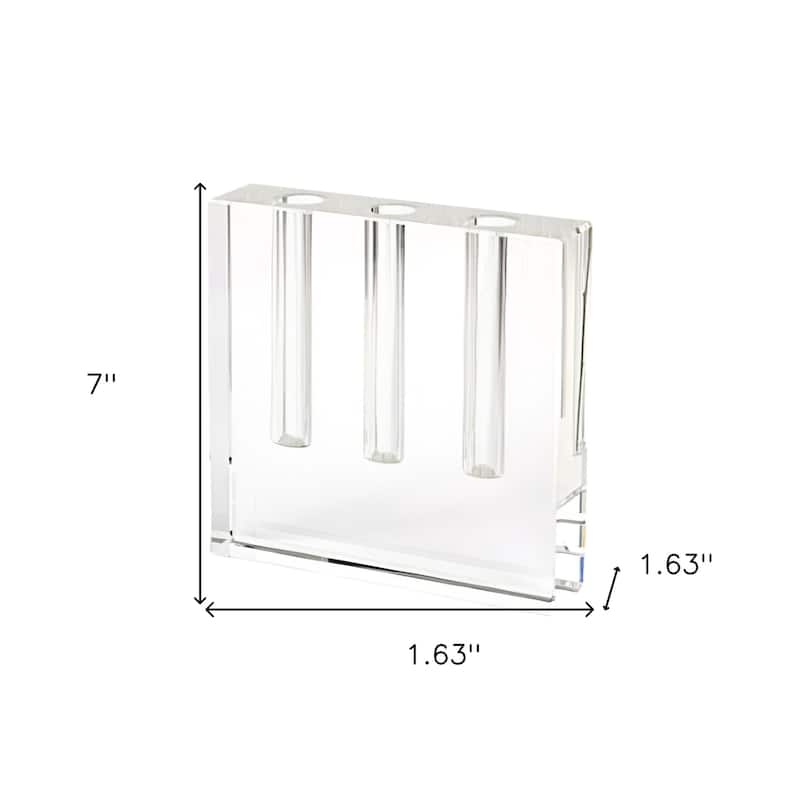 HomeRoots 7" Clear Crystal Clear Square Table Vase