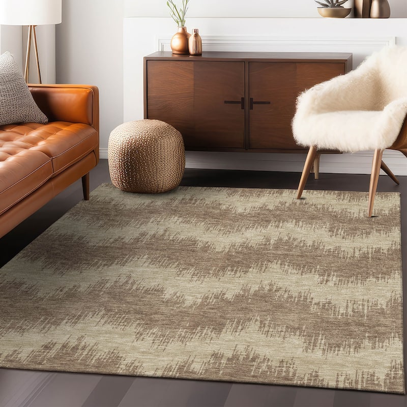 Machine Washable Indoor/ Outdoor Chantille Modern Chevron Rug