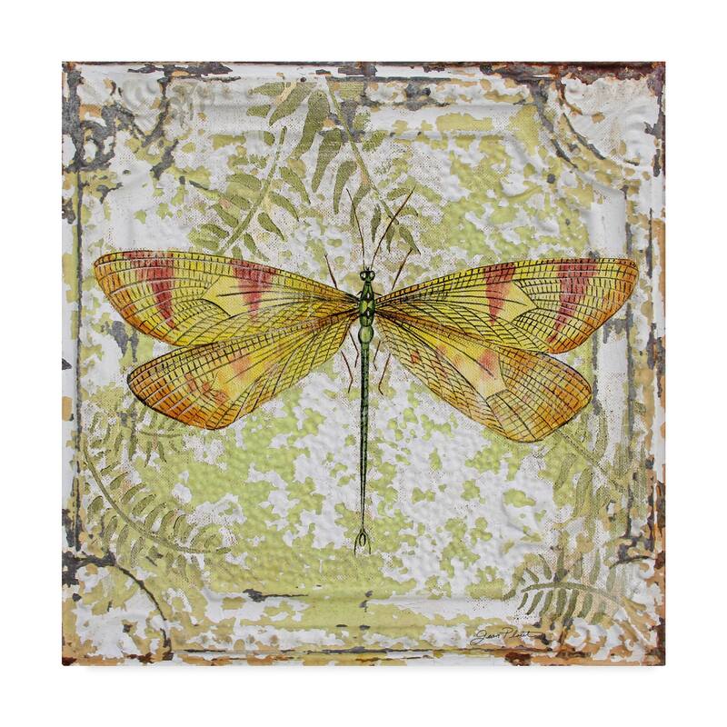 Jean Plout 'Dragonfly On Tin Tile 1' Canvas Art