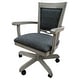preview thumbnail 3 of 7, Swivel Wood Dining Caster Chair - 400 on Wheels - Custom Upholstery - 18 inch Seat