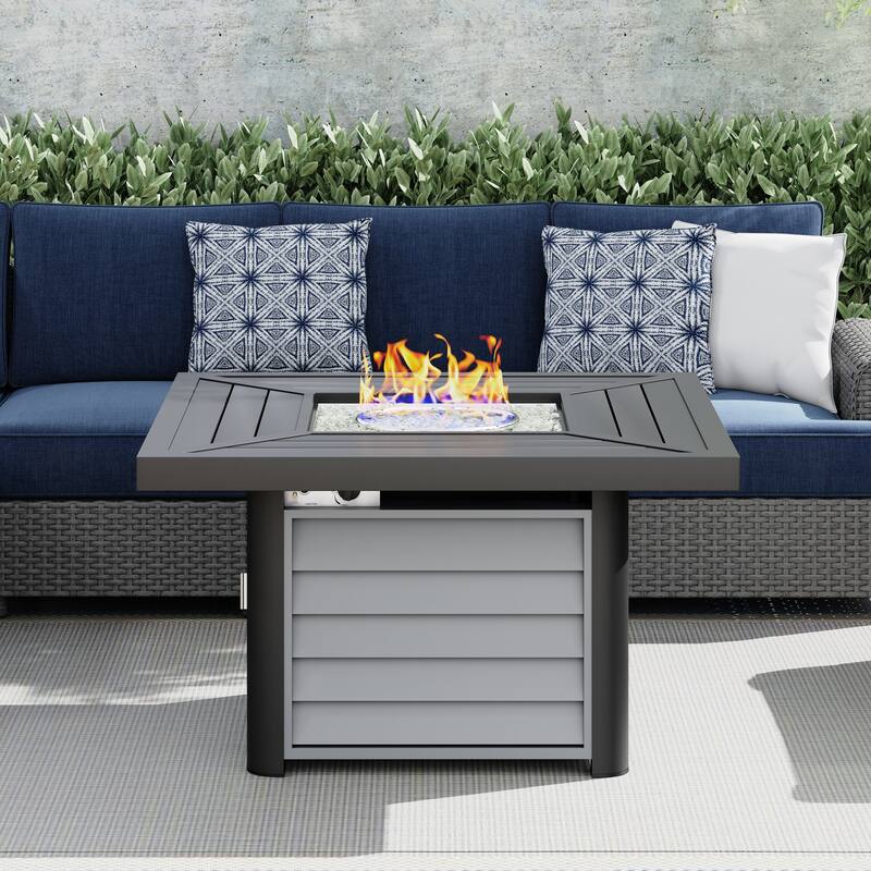 Corvus Abruzzo 42 Inch Square Aluminum Propane Fire Pit Table