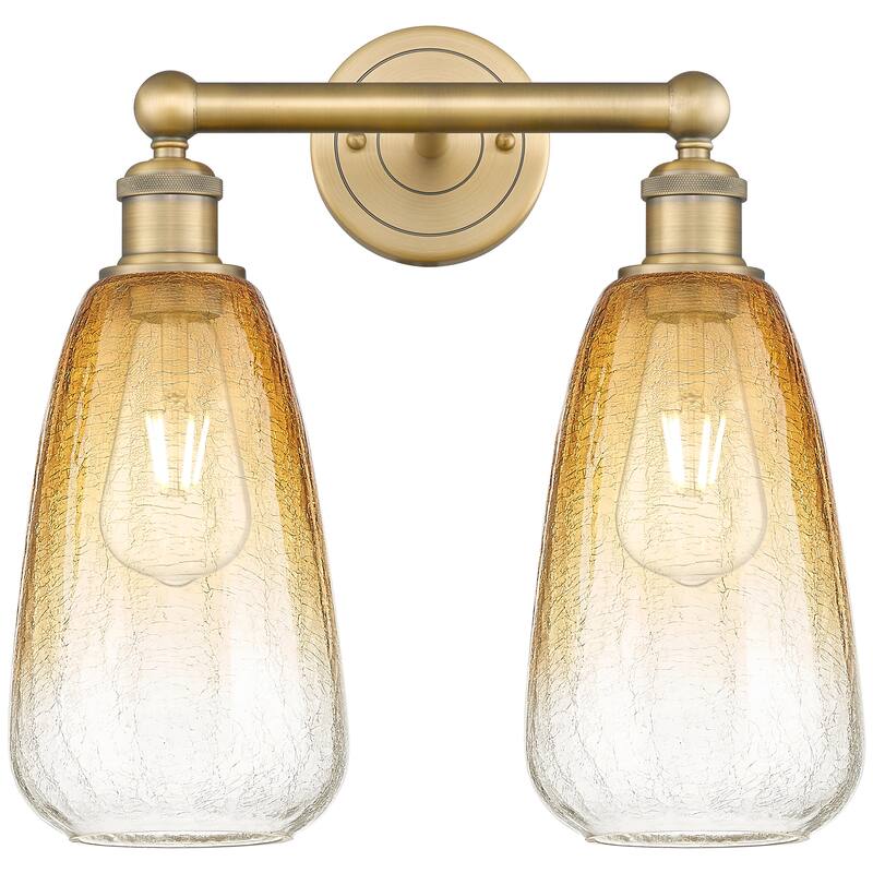 Innovations Lighting Endless Possibilities Edison - Brookhaven Almond - 2 Light 15" Bath Vanity Light - Brushed Brass/Amber