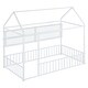 preview thumbnail 54 of 70, Metal House Bed with Metal Grid and Storage Shelves, Twin/Full Size Floor Montessori Bed with Roof Frame and Fence Guardrails