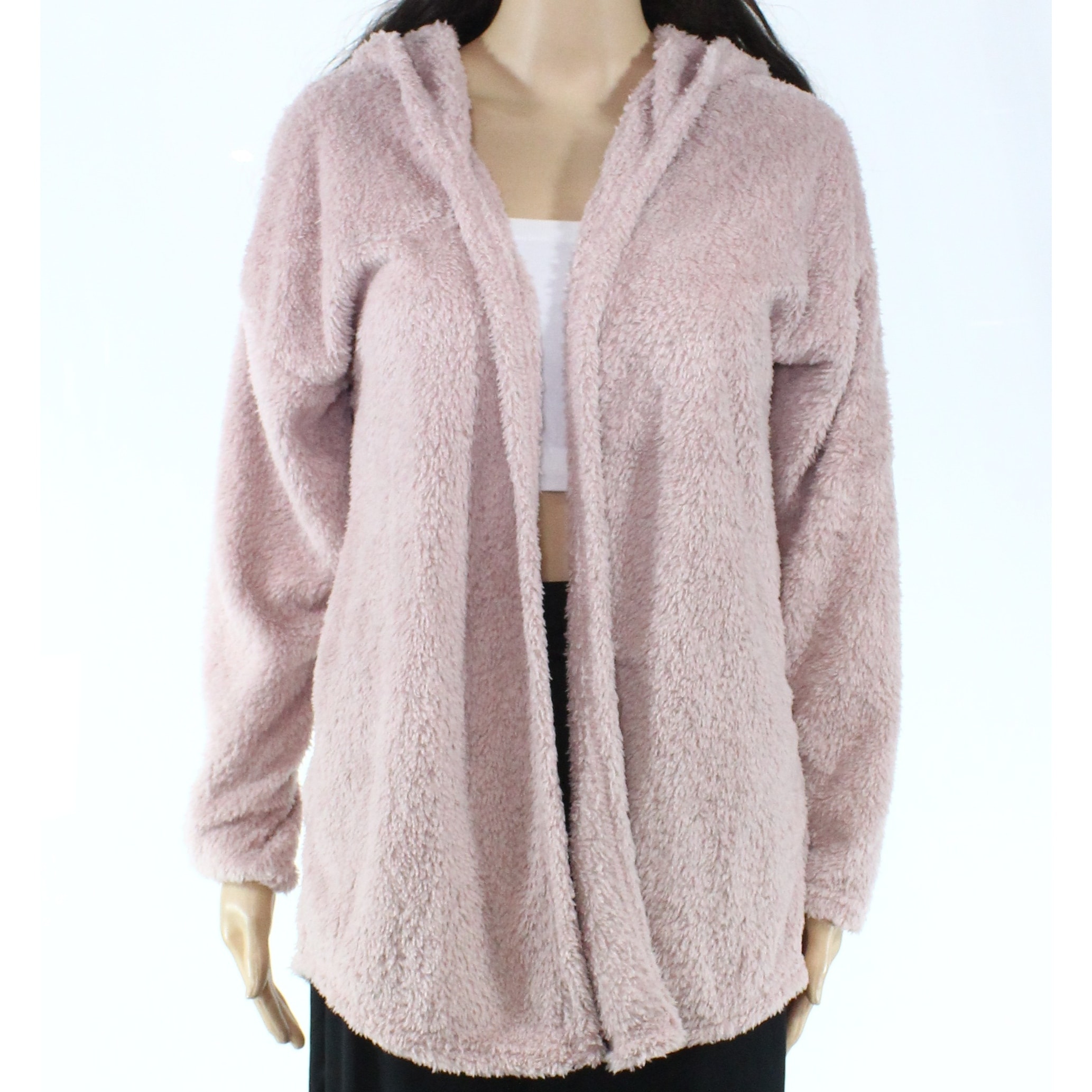 hooded fuzzy cardigan