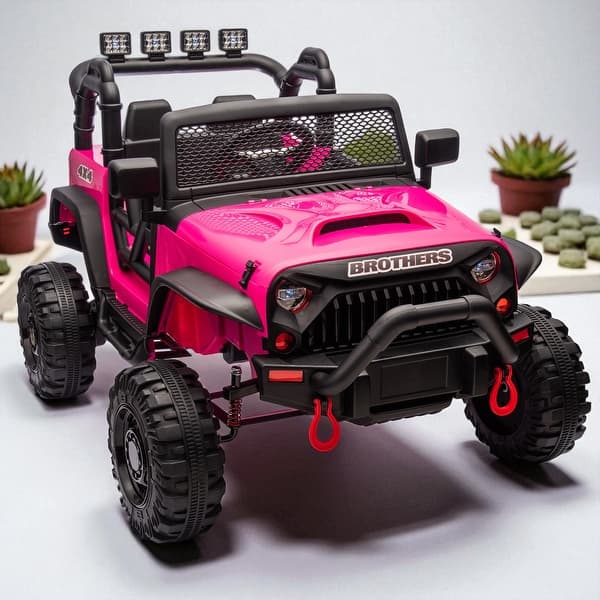 slide 2 of 7, 24V Kids Ride-On Electric Car with 400W Motor, Remote Control, Four-Wheel Suspension, Bluetooth, USB, LED Lights for Kids 3+ Rose Red