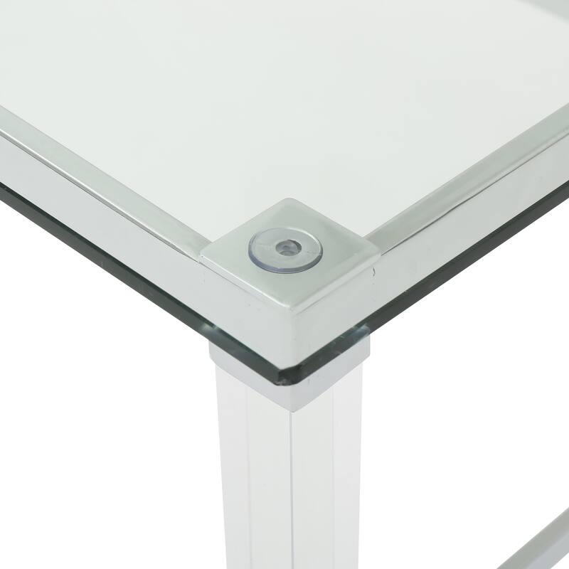 48" Modern Rectangle Glass Coffee Table with Sturdy Frame for Living Room