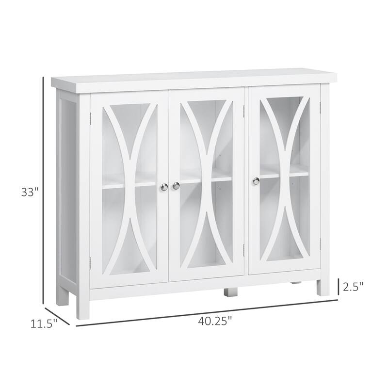 Buffet Cabinet with 3 Tempered Glass Door and Adjustable Shelf