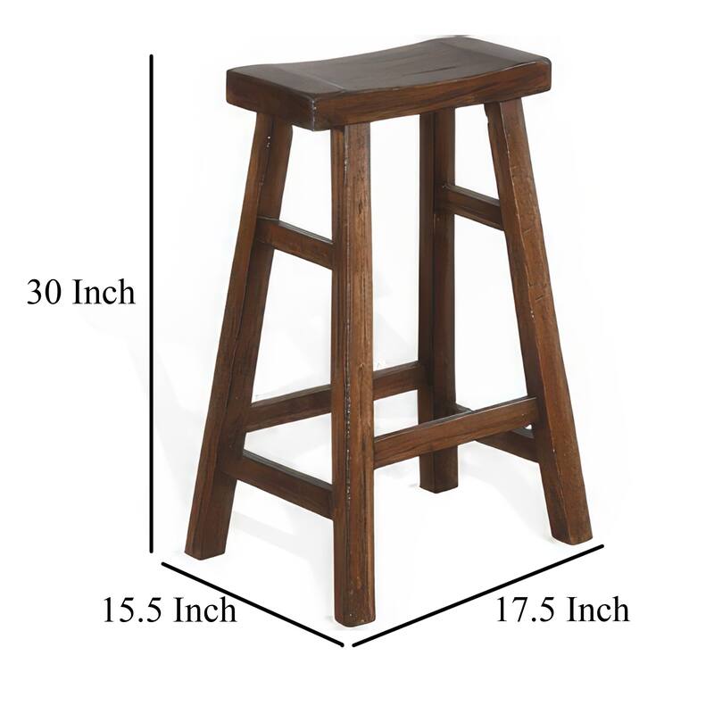 Reggie Barstool Set of 2, Saddle Seat, Mocha Brown Mahogany, 30 Inch