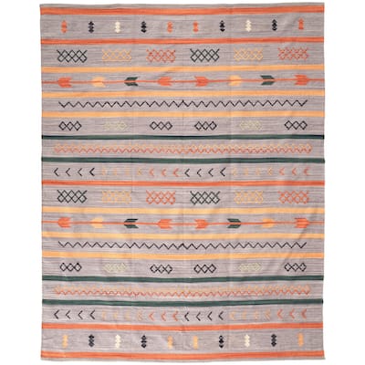 Dharma Southwestern Serape Style Rug, Gray/Rust Orange, Area Rug - 8' x 10'