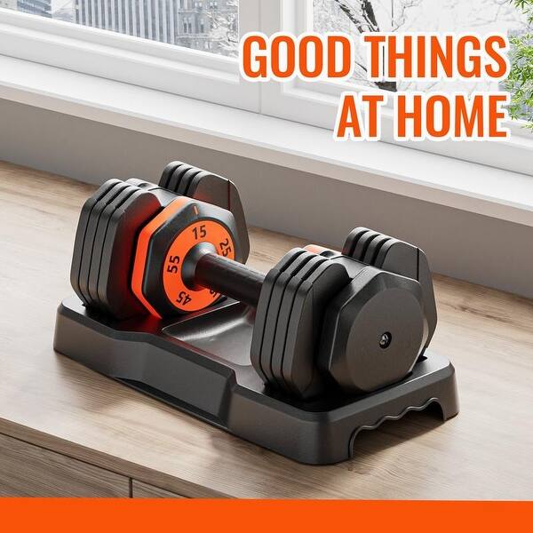 Set Of 2 Adjustable Dumbbell - 55lb X2 Dumbbell With Anti-Slip Handle