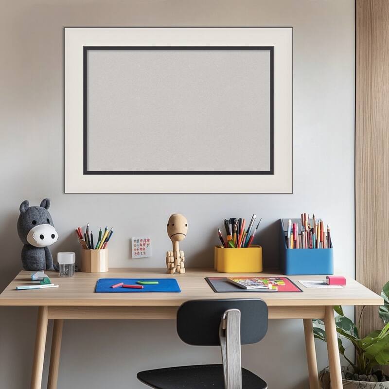 Ellie Silver Black Framed Cork Board - Bulletin Board, Organization Board, Pin Board