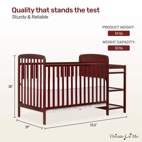 Dream On Me Anna 4 in 1 Full Size Crib and Changing Table Combo