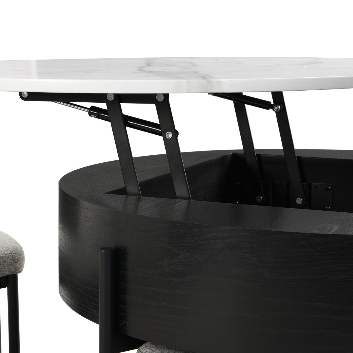 Coffee table store with hidden chairs