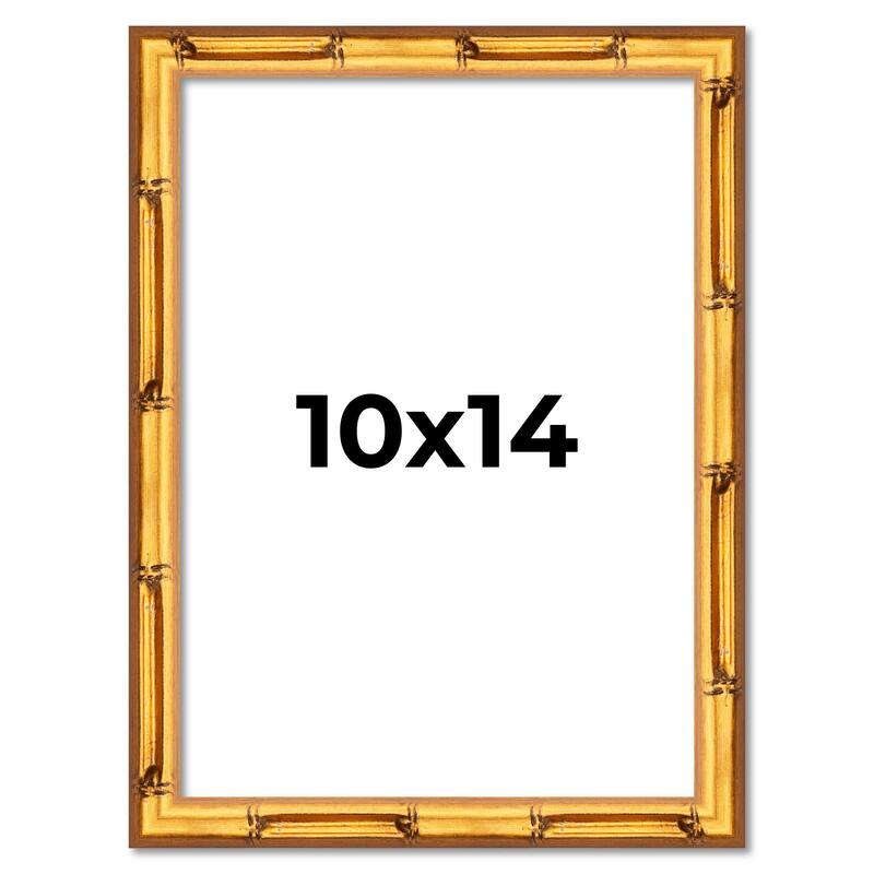 10x14 Frame Gold Bamboo Picture Frame Modern Photo Frame Includes UV Acrylic Shatter Guard Front Acid Free Foam Backing Board