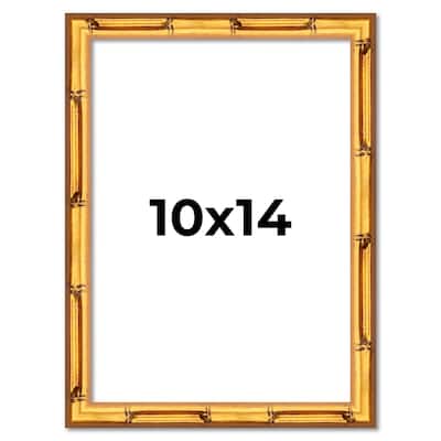 10x14 Frame Gold Bamboo Picture Frame Modern Photo Frame Includes UV Acrylic Shatter Guard Front Acid Free Foam Backing Board