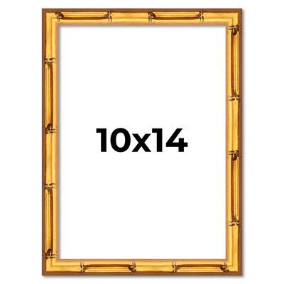 10x14 Frame Gold Bamboo Solid Wood Picture Frame | 1 Inch Moulding