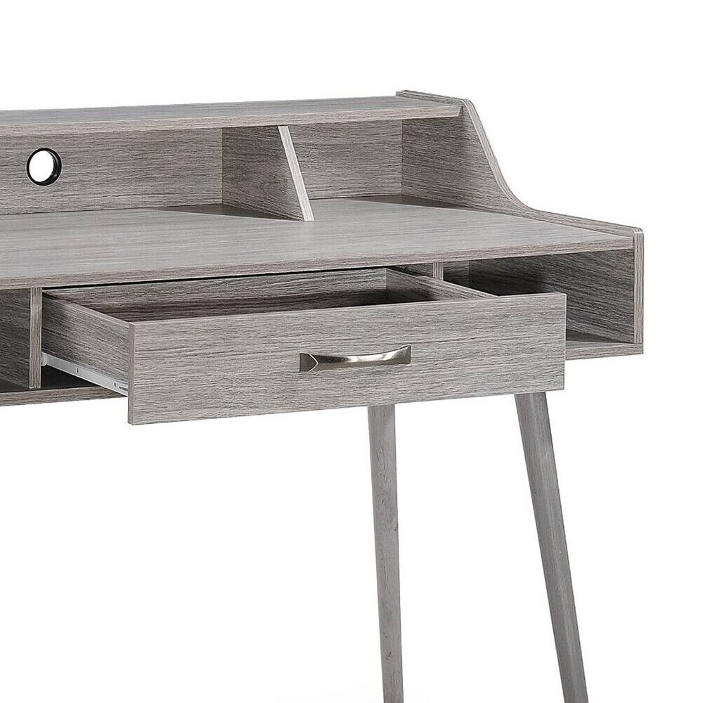 Mid Century Modern Finished Fiberboard Home Office Desk Grey Oak Bed