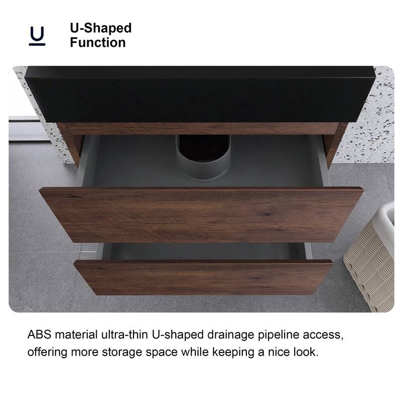 Single Sink Floating Bath Vanity in with Solid Surface Top