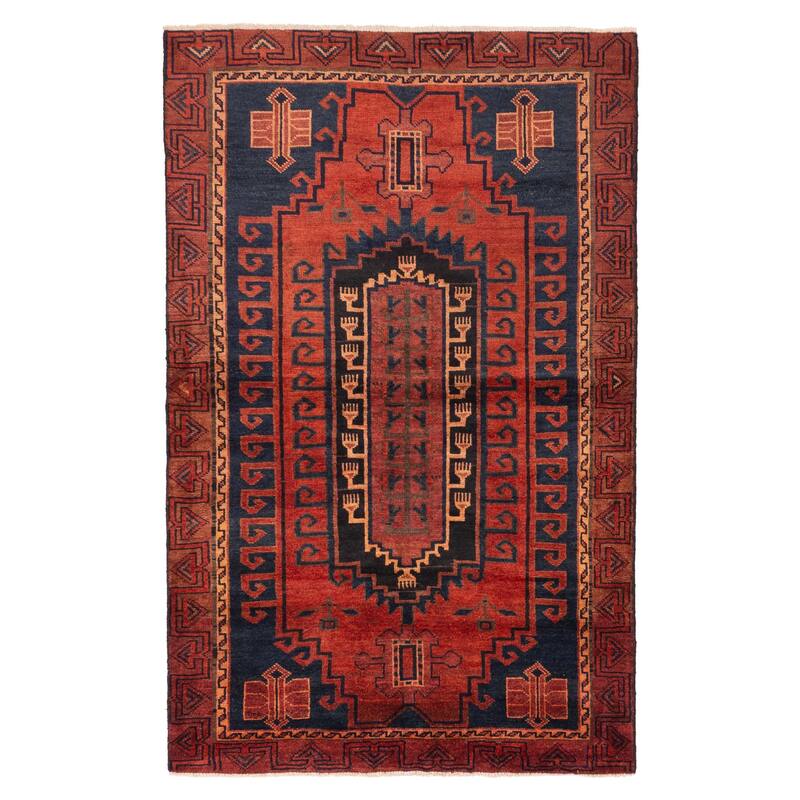ECARPETGALLERY Hand-knotted Melis Vintage Red Wool Rug - 4'3 x 6'9