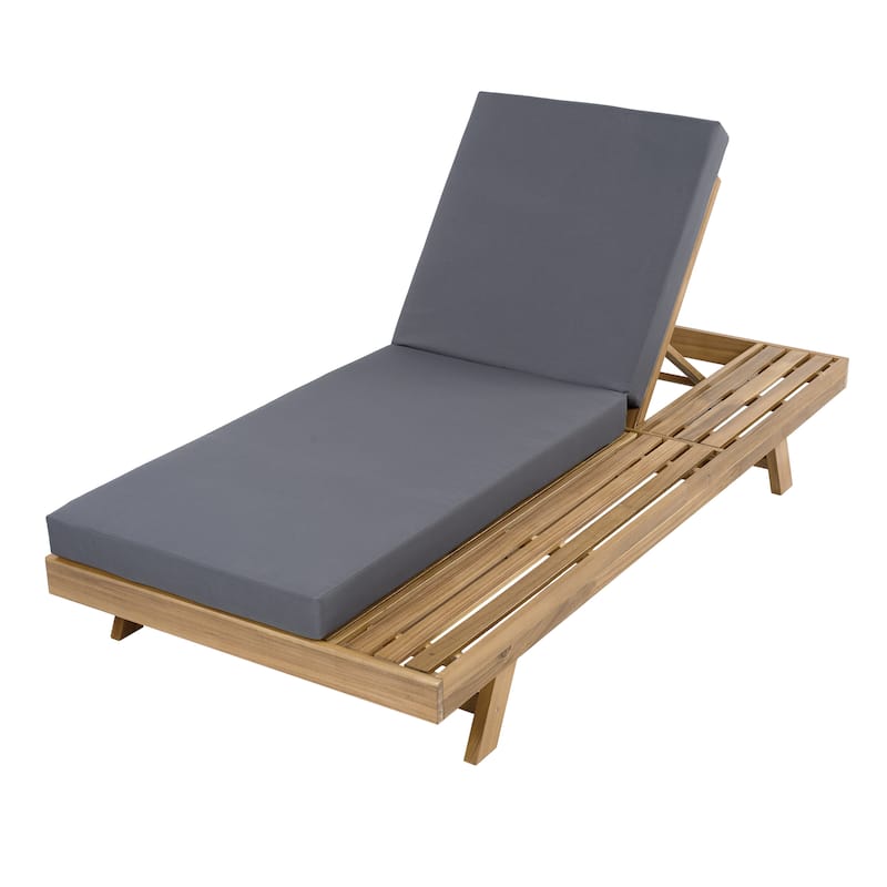 Christopher Knight Home - Ravello Modern Outdoor Acacia Wood 4-Position Adjustable Chaise Lounge with Thick Cushion - 79"L