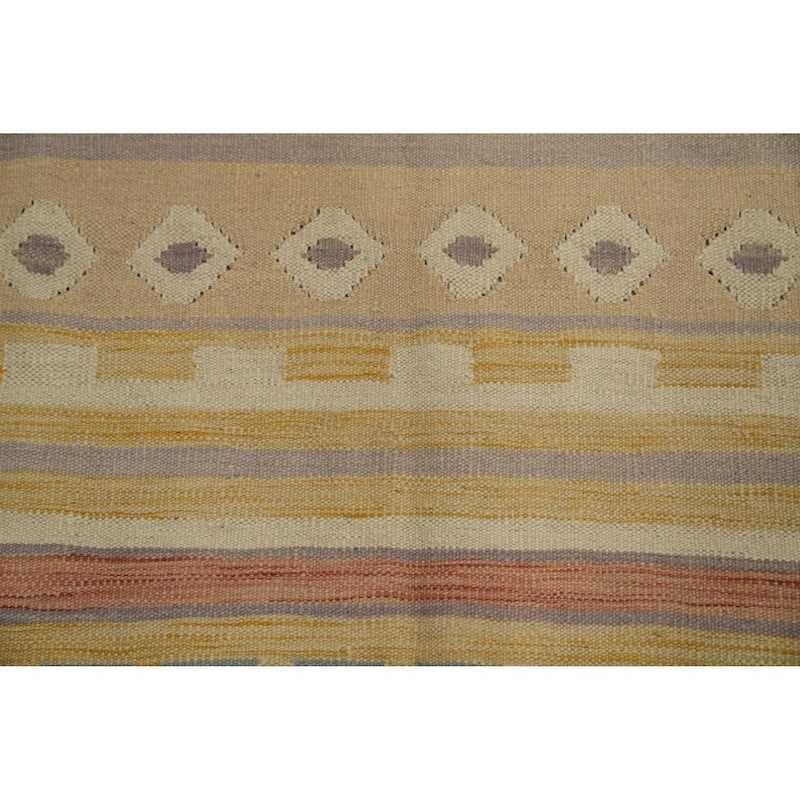 Hand Woven Oriental 100% Wool Carpet Southwestern Tribal Purples Kilim Area Rug - 8' 7'' X 5' 8''