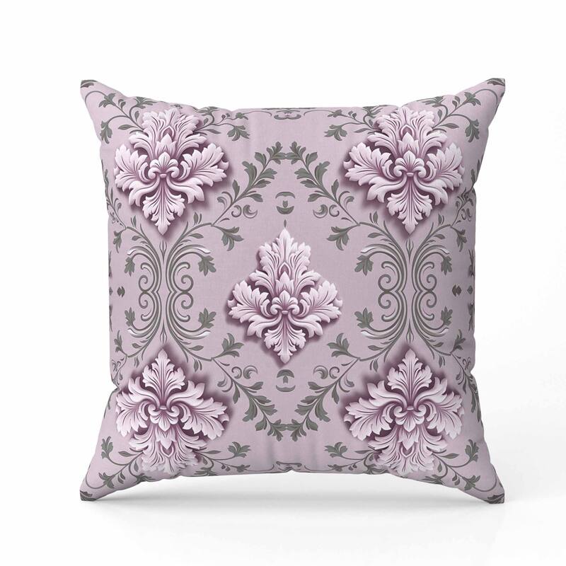 Art Deco Elegance Indoor/Outdoor Reversible Throw Pillow Pink and Grey