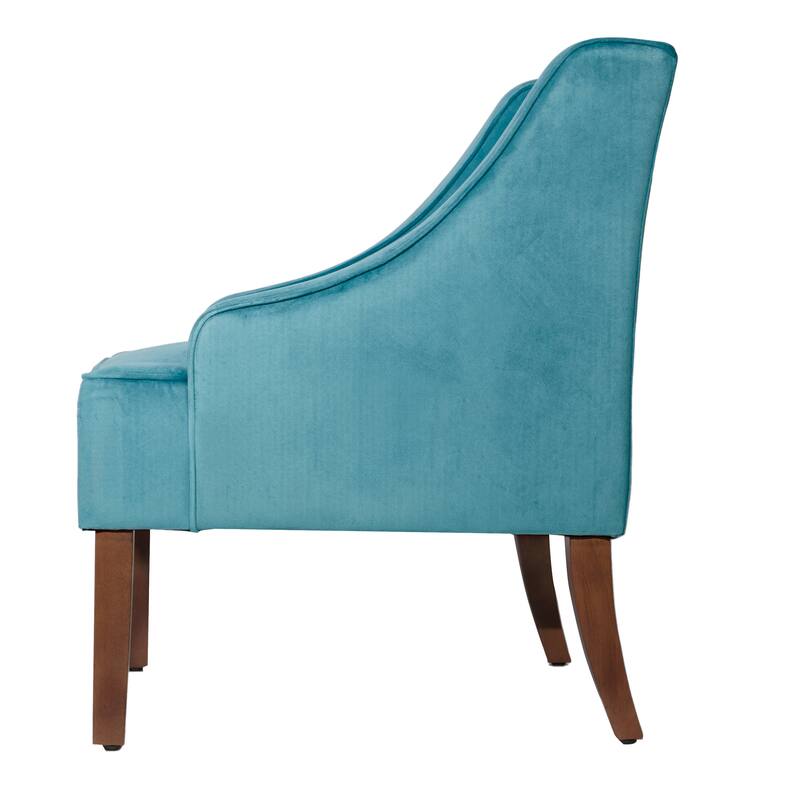Porch & Den Lyric Turquoise Velvet Swoop Arm Accent Chai r