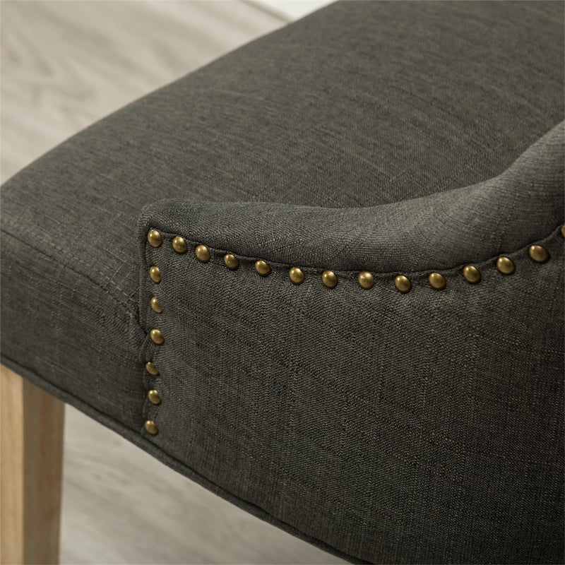 Tufted Wood Dining Chairs with Nail Heads and Legs (Set of 2)