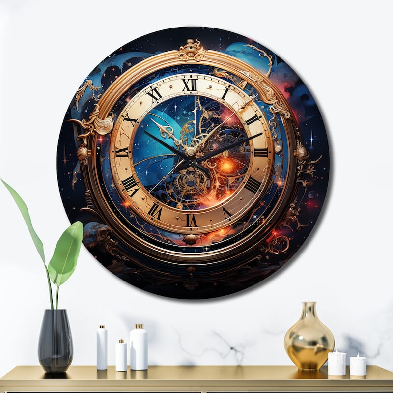 Designart "Watche Metaphysical Horology" Fashion Oversized Wall Clock - 36 In. Wide x 36 In. High